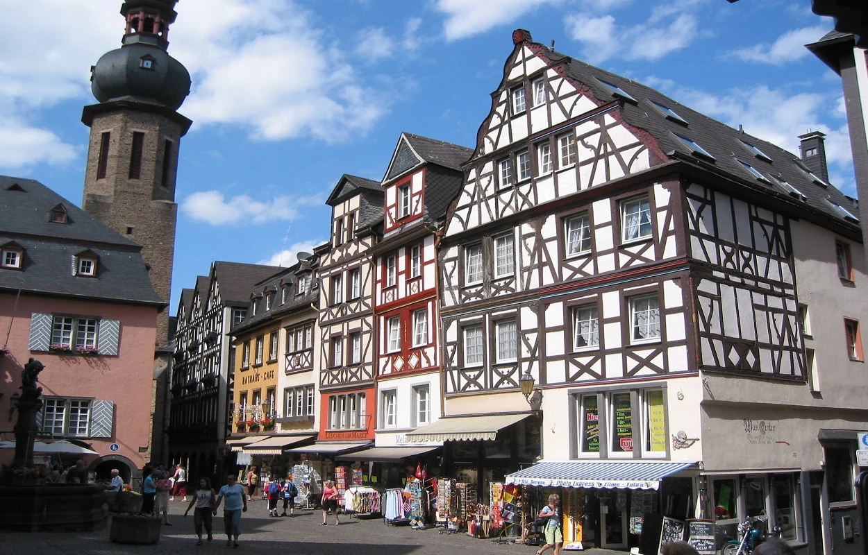 Traditional houses on a street in Cochem, Germany